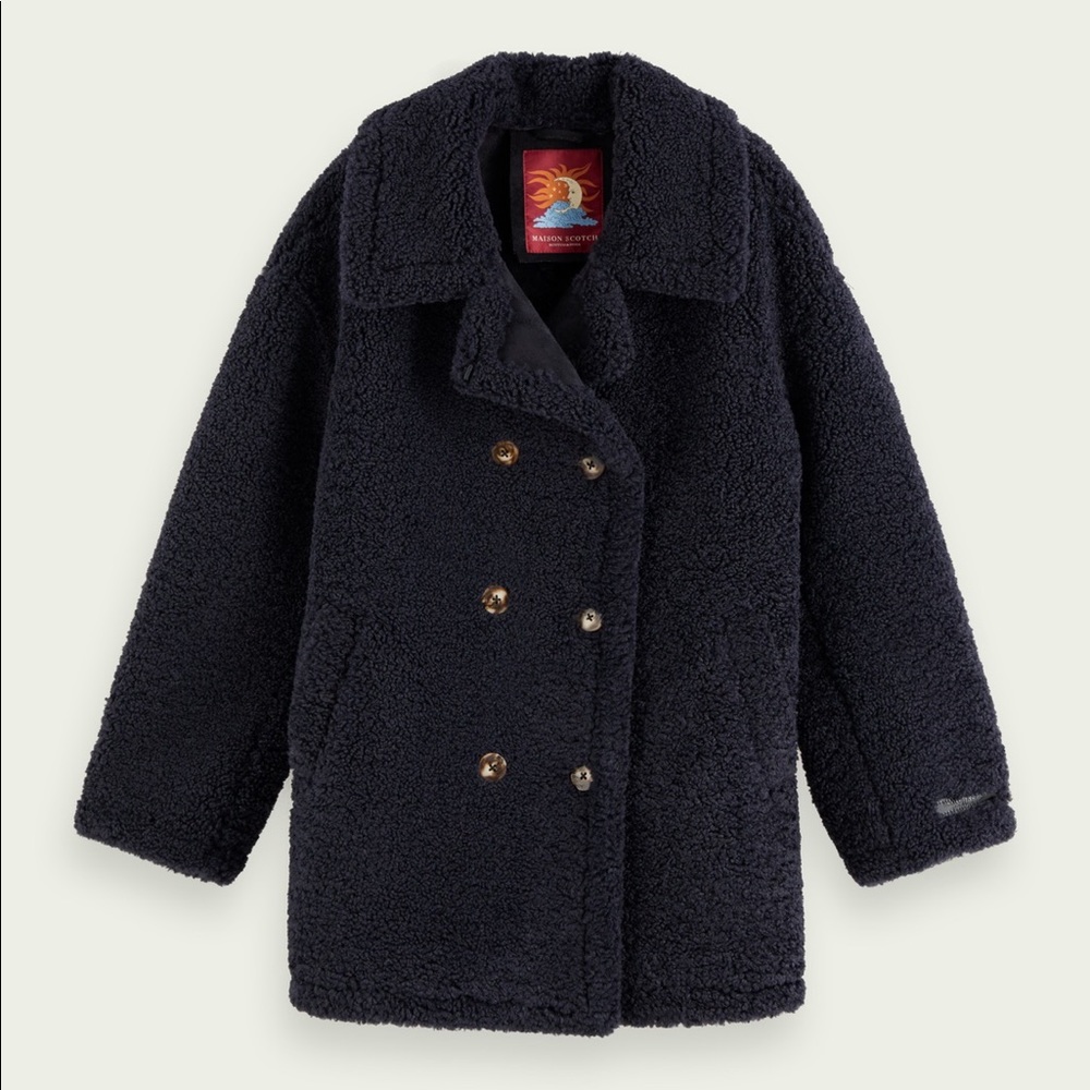 Scotch & soda double-breasted teddy jacket